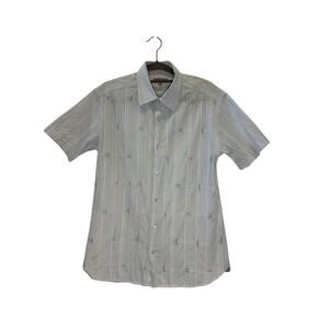 Ted Baker London Women’s Short Sleeve Button Down Blouse Blue Size 4 Medium